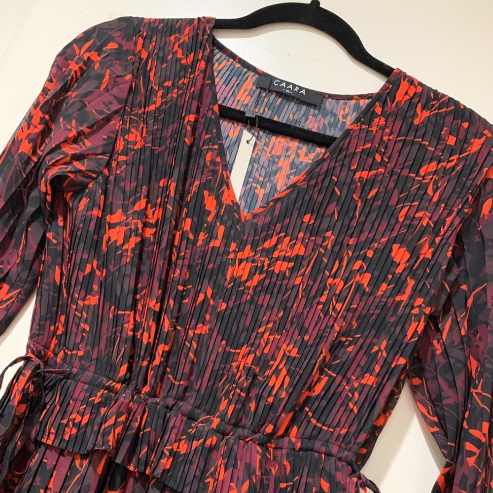 CAARA Printed Pleated Maxi Dress